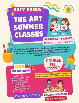 Arty hands the art classes-Online Art Summer Classes