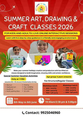 Arty hands the art classes-Summer Art Drawing and Craft Classes 2026