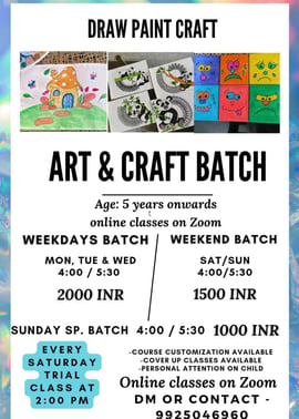 Arty hands the art classes-Art & Craft Class for kids