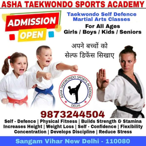 Asha Taekwondo Sports Academy-Taekwondo Self Defence Martial Arts Classes For All Ages Girls/Boys/Kids/Seniors (Admission Open)
