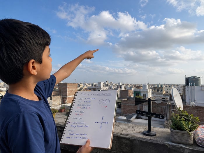 Cloud movement and wind direction