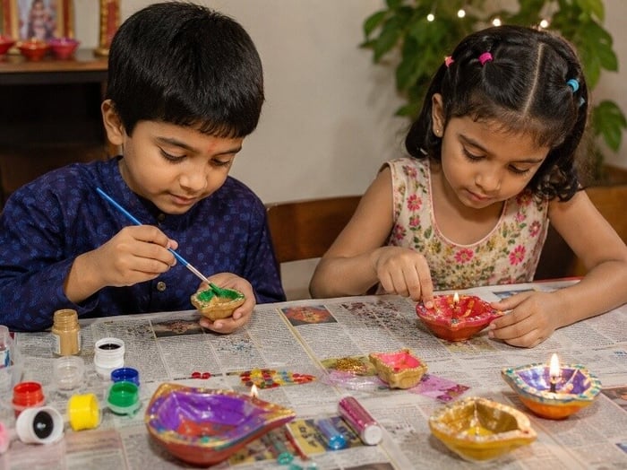 Diya decorating