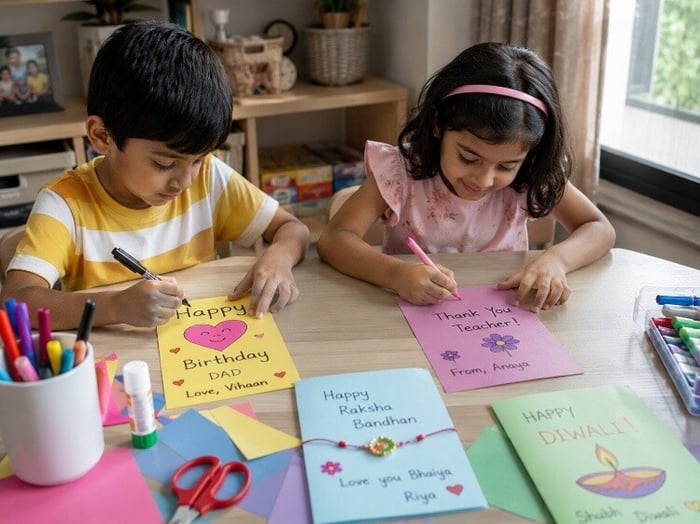 Greeting cards with writing
