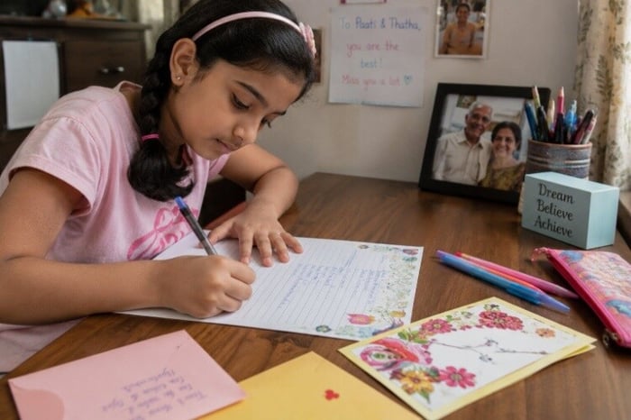 Letter writing to relatives