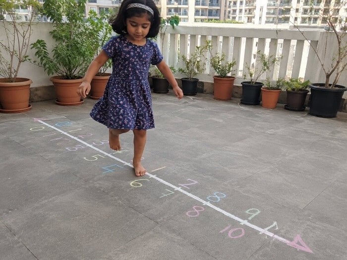 Number-line hopscotch