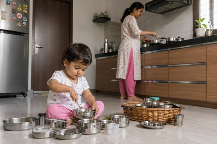 Pretend kitchen with real