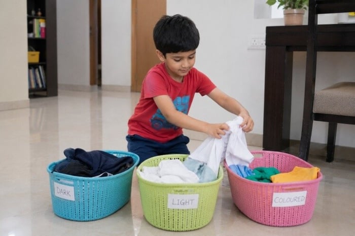 Sorting laundry for categorisation skills