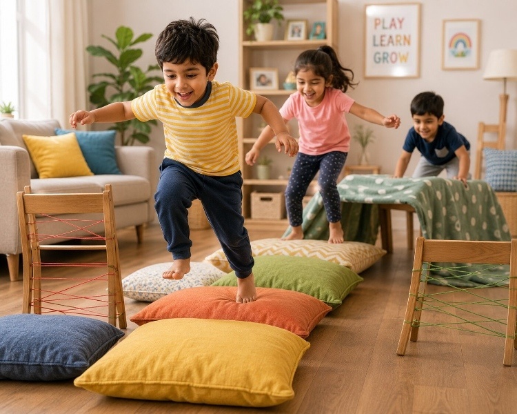 playing an obstacle course