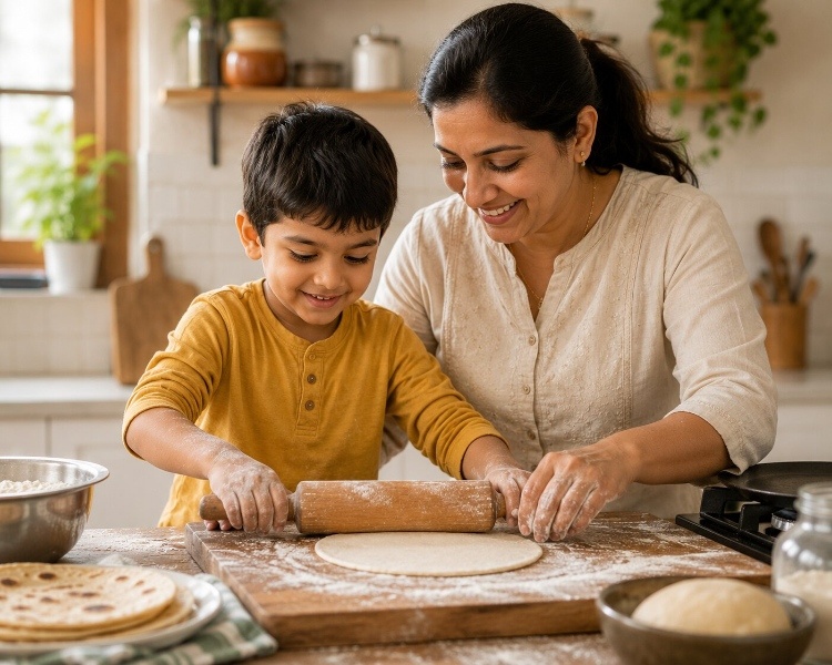 Son Helping in Kitchen
