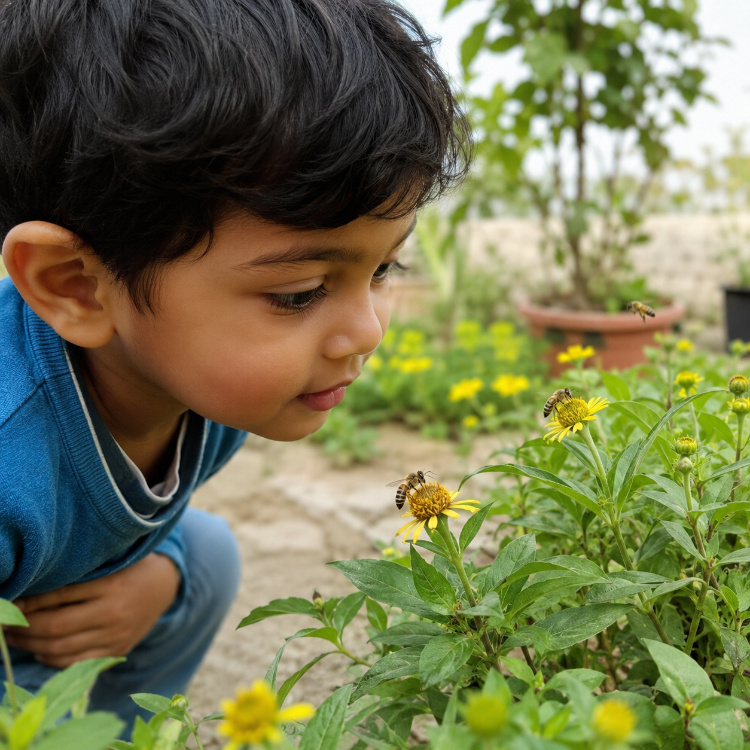 Observing bees at flowers