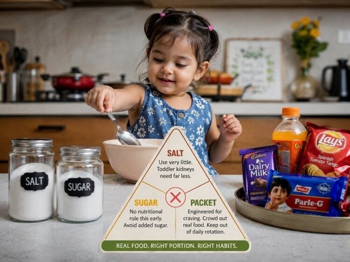 The salt, sugar, and packet triangle