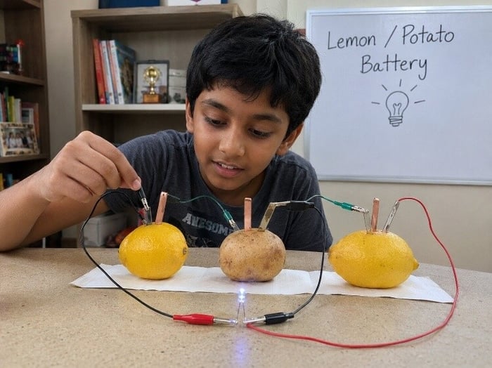The lemon/potato battery