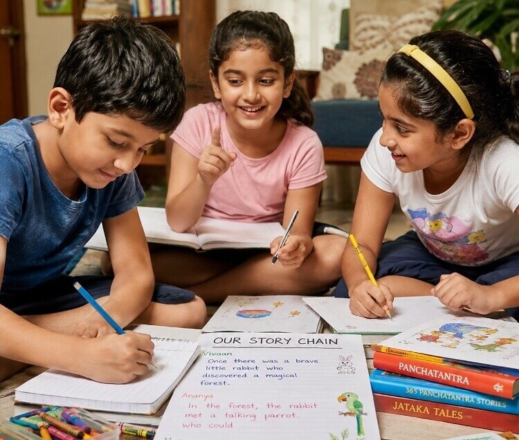 Siblings collaboratively writing