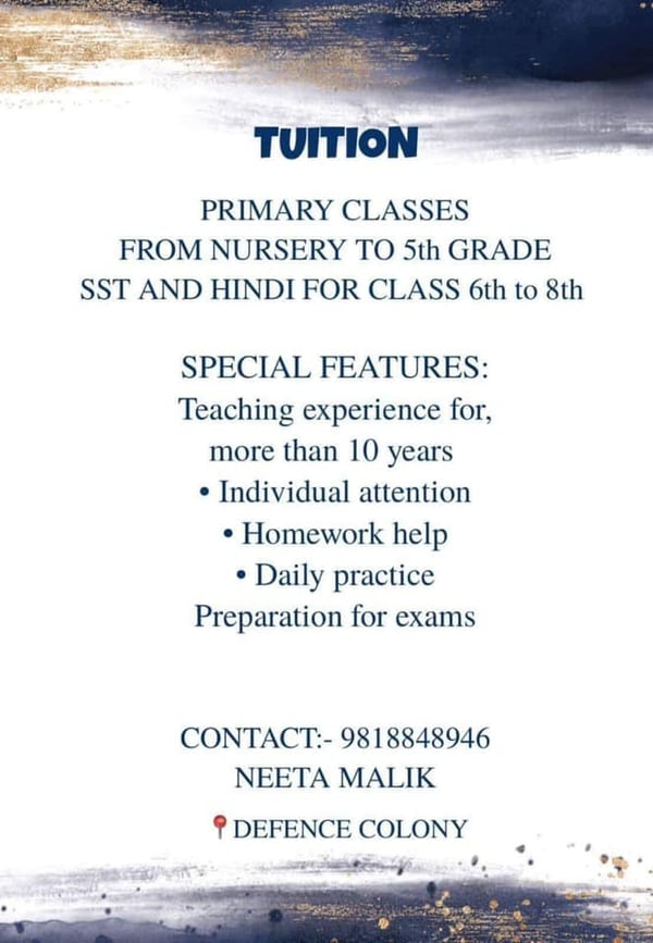 Neeta Malik Tuition-Primary Classes
