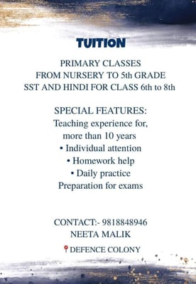 Neeta Malik Tuition-Primary Classes