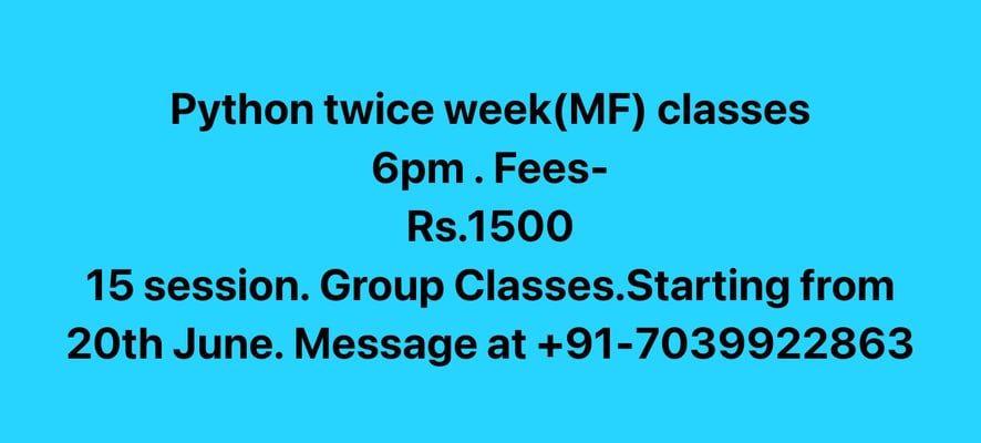 Mamta Pawar Sadani-Python twice week (MF) Classes