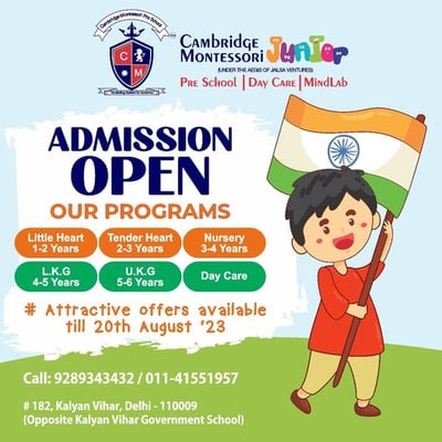 Cambridge Montessori Preschool-Admission Open