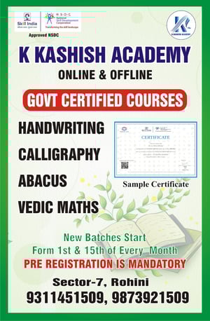 K KASHISH ACADEMY-GOVT CERTIFIED COURSES