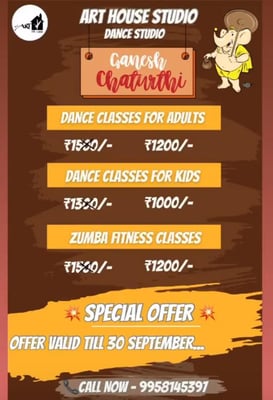 Art House Studio-Dance Classes Ganesh Chaturthi Special Offer