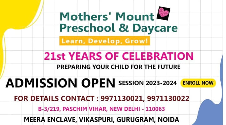 Mothers Mount Preschool & Daycare-Admission Open
