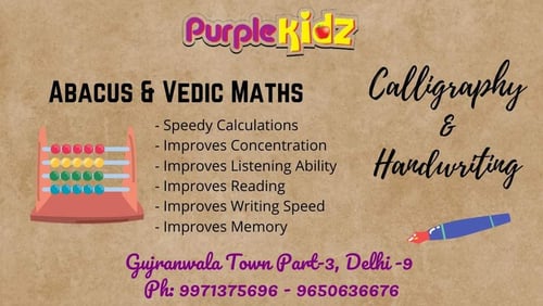 Purple Kidz 
 - Abacus, Vedic Maths, Calligraphy & Handwriting
