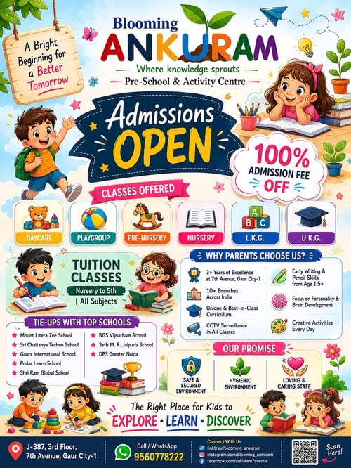 Blooming Ankuram Pre-School & Activity Centre-Admissions Open