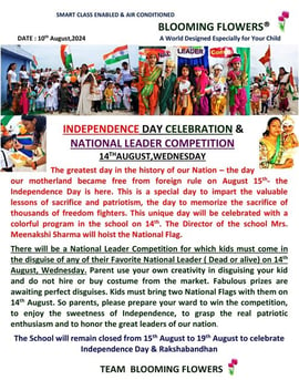 Blooming Flowers-Independence day celebration & national leader competition