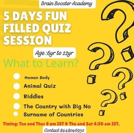 Brain Booster Academy  -  5 Days Fun Quiz Session for kids