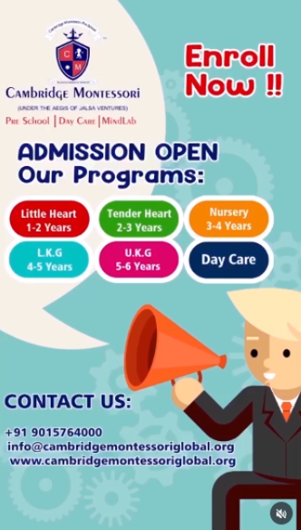 Cambridge Montessori Pre School  -  Admissions Open