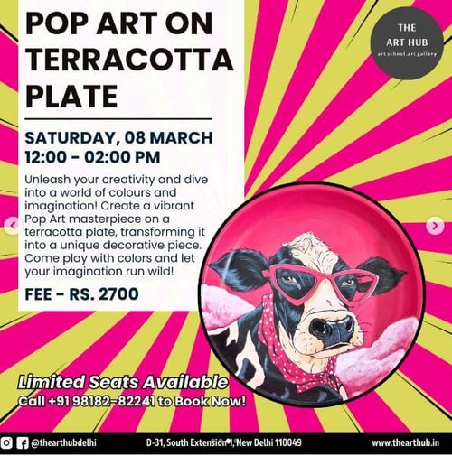 The Art Hub-POP ART ON TERRACOTTA PLATE