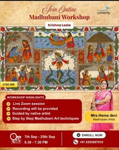 Catterfly Art and Culture-Krishna Leela Live Online Madhubani Art Workshop