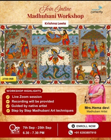 Catterfly Art and Culture-Krishna Leela Live Online Madhubani Art Workshop