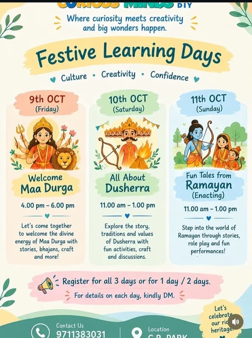 Curious Minds DIY-Festive Learning Days Stories Creativity and Culture