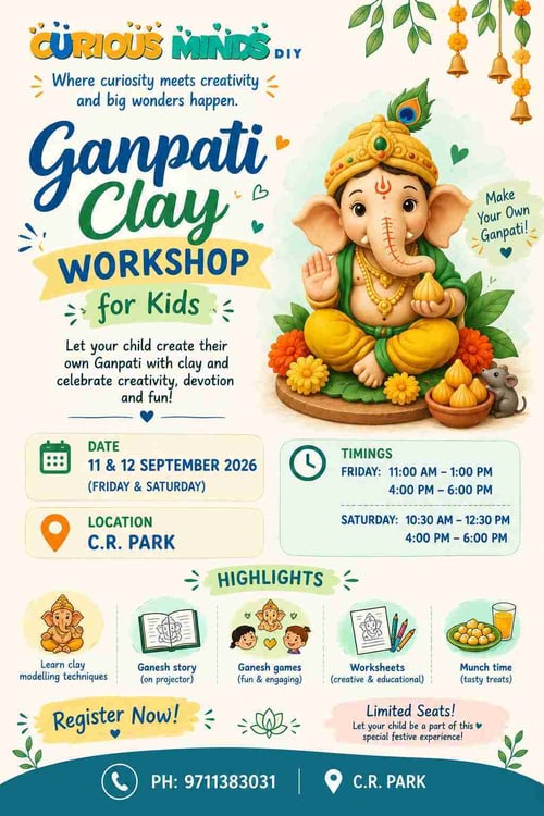 Curious Minds DIY-Ganpati Clay Workshop for Kids