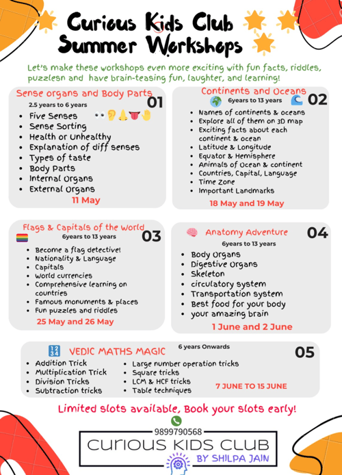 Curious Kids Club By Silpa Jain-Summer Workshops
