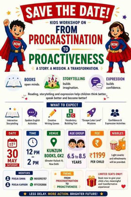 English with Pooja Sinha-From Procrastination to Proactiveness Kids Storytelling and Confidence Workshop