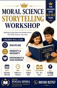 English with Pooja Sinha-Moral Science Storytelling Workshop for Kids