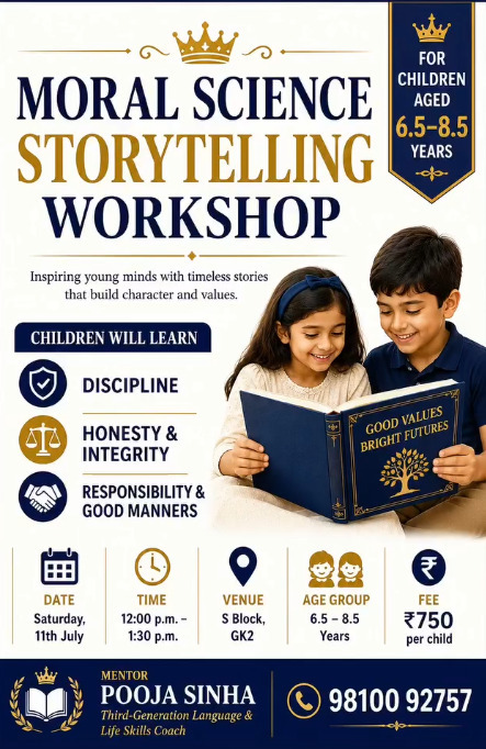 English with Pooja Sinha-Moral Science Storytelling Workshop for Kids