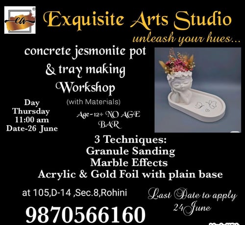 Exquisite Art n Craft classes  -  Concrete Jesmonite Pot & Tray Making Workshop