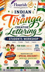 Flourish handwriting & calligraphy arts-Indian Tiranga Creative Lettering Workshop for Kids