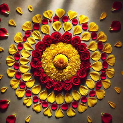 Flower petal rangoli