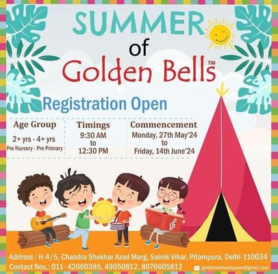 Golden Bells Pre school-Summer of Golden Bells (admission)