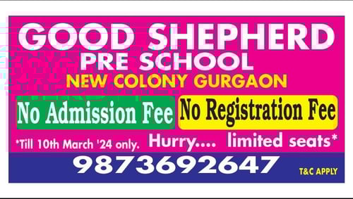  Good Shepherd Pre School-No Admission Fee Offer