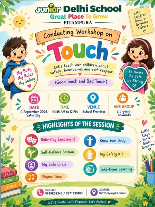 Junior Delhi school-Good Touch and Bad Touch Safety Workshop for Kids ( pitampura )