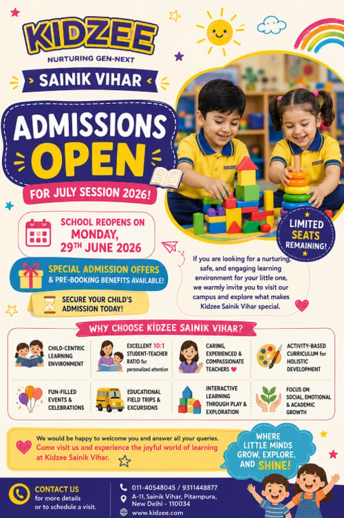 KIDZEE-Admissions Open 2026 (Sainik Vihar)