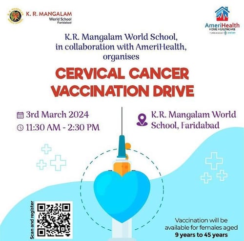 KR Mangalam World School-Cervical cancer vaccination drive