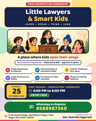 LITTLE LAWYERS & SMART KIDS-Free Orientation Workshop on Public Speaking and Life Skills