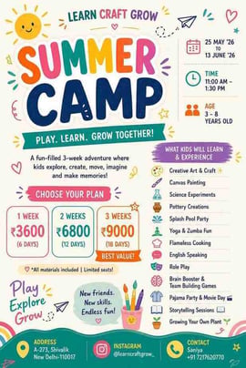 Learn Craft Grow-Summer Camp for Kids