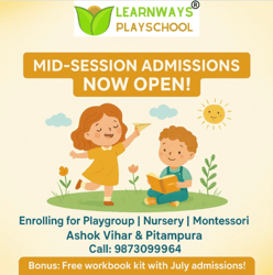 Learn Ways Play School  -  Mid-Session Admissions Open