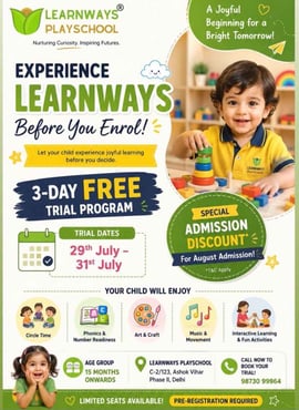 Learn Ways Play School-3 Days Free Preschool Trial Program